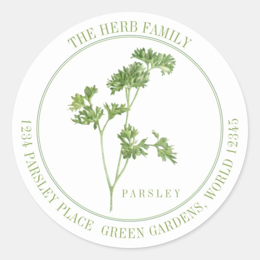 VERSE PETERSELIE Grote ronde adresenvelop afdichti Sticker (Voorkant)