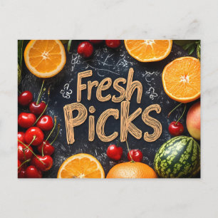 Verse picks: kleurrijke fruit arrangement briefkaart