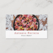 Verse pizza, chef-kok, koken visitekaartje (Voorkant)