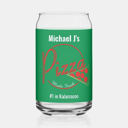 Verse Pizza Pizzeria Kan Bierglas Blikvorm Glas (Voorkant)