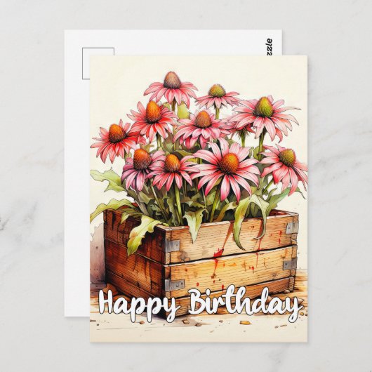 Verse Plant Kunst van Aster Bloem Briefkaart (Voorkant / Achterkant)