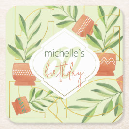 Verse Planten in keramische potten Waterverf Kartonnen Onderzetters