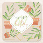 Verse Planten in keramische potten Waterverf Kartonnen Onderzetters (Voorkant)