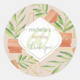 Verse Planten in keramische potten Waterverf Ronde Sticker