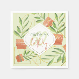 Verse Planten in keramische potten Waterverf Servet