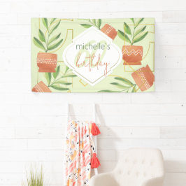Verse Planten in keramische potten Waterverf Spandoek