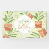 Verse Planten in keramische potten Waterverf Spandoek (Horizontaal)