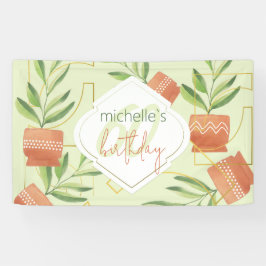 Verse Planten in keramische potten Waterverf Spandoek