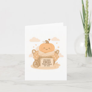 Verse Pompoen Kawaii Charme Uit De Herfst Geplukt Kaart