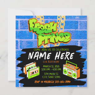 Verse Prince 90s Boombox Blauw Sinaasappel Verjaar Kaart