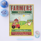 Verse producten en vlees van de boerenmarkt flyer (Enkel)