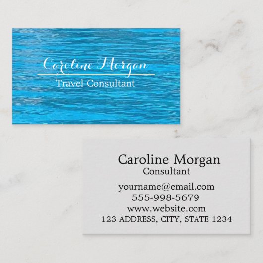 Verse reisagent Design Simple Zee Photo Visitekaartje (Voorkant / Achterkant)