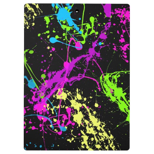 Verse retro Neon Paint Splatter Klembord (Achterkant)