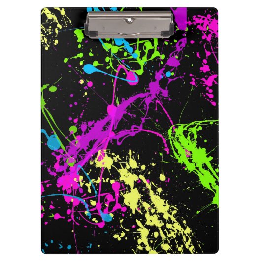 Verse retro Neon Paint Splatter Klembord (Voorkant)