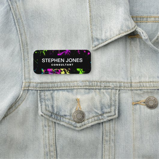 Verse retro Neon Paint Splatter Naamplaatje (In situ)