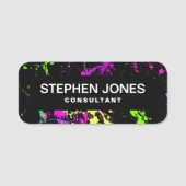 Verse retro Neon Paint Splatter Naamplaatje (Voorkant)
