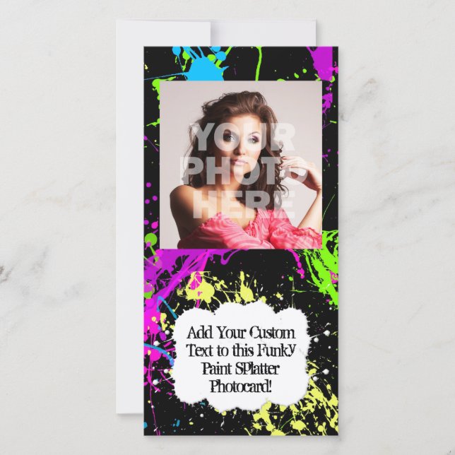 Verse retro Neon Paint Splatter op zwart (Voorkant)