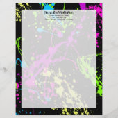 Verse retro Neon Paint Splatter op zwart Briefhoofd Ontwerp (Voorkant)