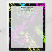 Verse retro Neon Paint Splatter op zwart Briefhoofd Ontwerp (Voorkant / Achterkant)
