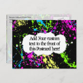 Verse retro Neon Paint Splatter op zwart Briefkaart (Voorkant / Achterkant)