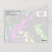 Verse retro Neon Paint Splatter op zwart Briefkaart (Achterkant)