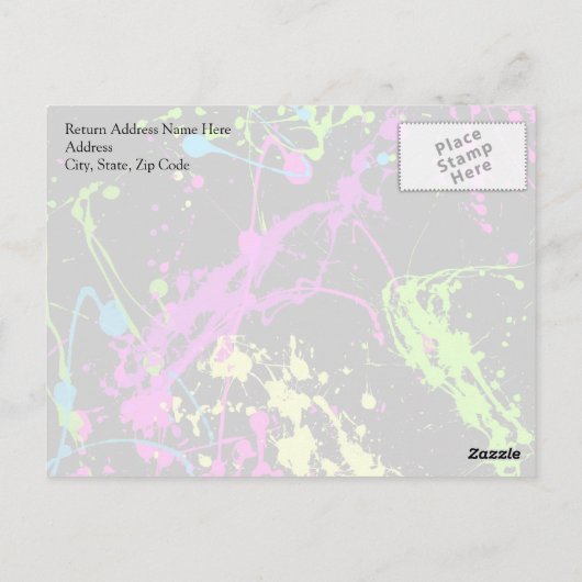 Verse retro Neon Paint Splatter op zwart Briefkaart (Achterkant)