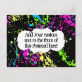Verse retro Neon Paint Splatter op zwart Briefkaart (Voorkant)
