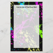 Verse retro Neon Paint Splatter op zwart Briefpapier (Voorkant)