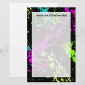 Verse retro Neon Paint Splatter op zwart Briefpapier (Voorkant / Achterkant)