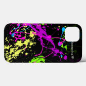 Verse retro Neon Paint Splatter op zwart Case-Mate iPhone Case (Achterkant (horizontaal))