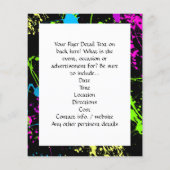 Verse retro Neon Paint Splatter op zwart Flyer (Achterkant)