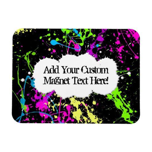 Verse retro Neon Paint Splatter op zwart Magneet (Horizontaal)