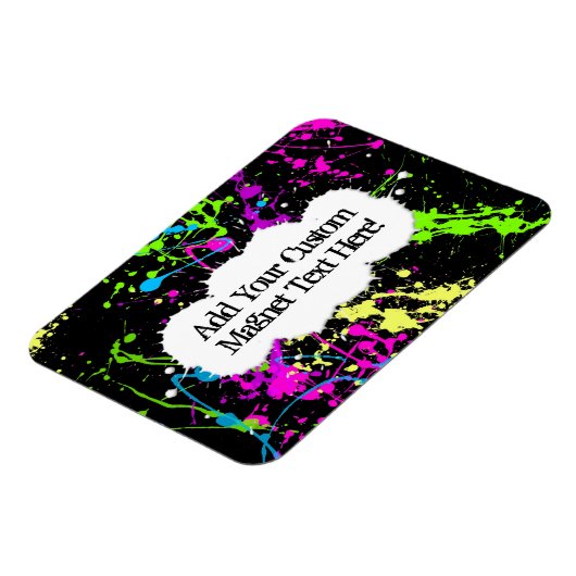 Verse retro Neon Paint Splatter op zwart Magneet (Linkerzijde)