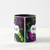 Verse retro Neon Paint Splatter op zwart Mok (Midden)