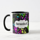 Verse retro Neon Paint Splatter op zwart Mok (Links)