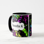 Verse retro Neon Paint Splatter op zwart Mok (Voorkant links)