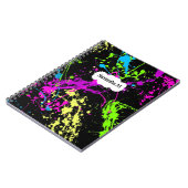 Verse retro Neon Paint Splatter op zwart Notitieboek (Linkerzijde)