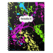 Verse retro Neon Paint Splatter op zwart Notitieboek (Voorkant)