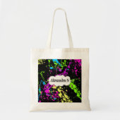 Verse retro Neon Paint Splatter op zwart Tote Bag (Voorkant)