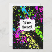 Verse Retro Neon Paint Splatter Party Uitnodiging (Voorkant)