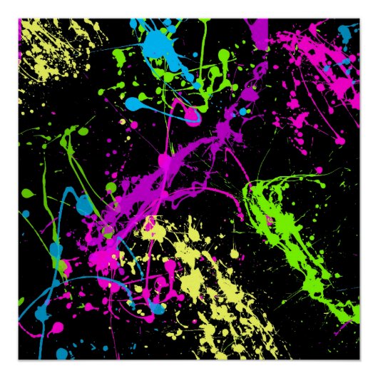 Verse retro Neon Paint Splatter Perfect Poster (Voorkant)