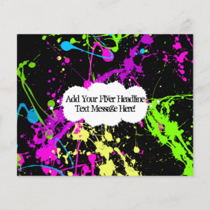 Verse Retro Neon Verfspatten op Zwart Flyer