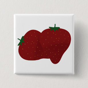 Verse Rijpe Aardbeien Fruit Cadeau Vierkante Button 5,1 Cm