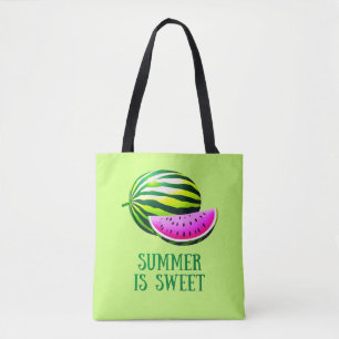 Verse, Rijpe Watermeloen met Zomerstemming Tote Bag