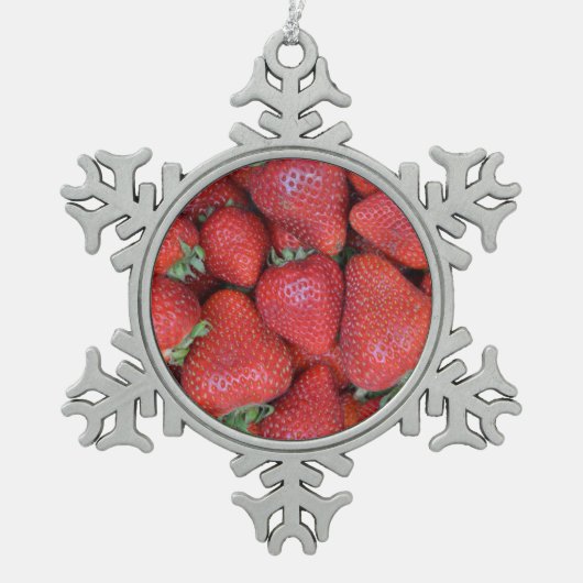 Verse rode aardbeien tin sneeuwvlok ornament (Voorkant)