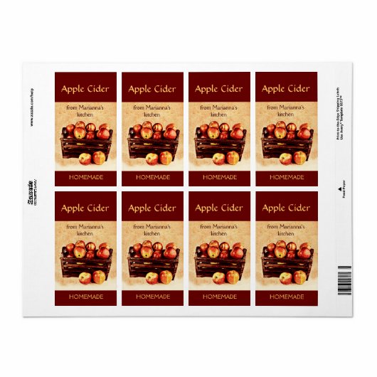 Verse rode appels in een mandje appelcider etiket (Full Sheet)