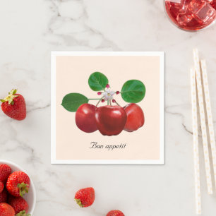 Verse rode appels op lichtbeige servet