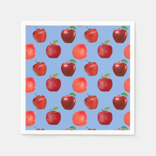 Verse rode appels op Sky Blue Napkins Servet