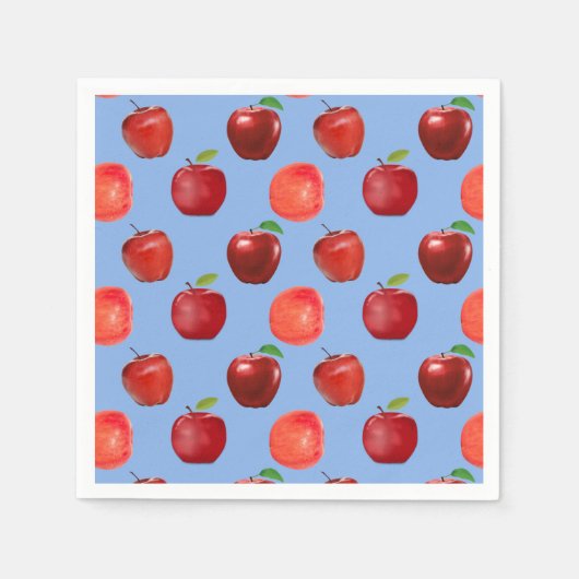 Verse rode appels op Sky Blue Napkins Servet (Voorkant)