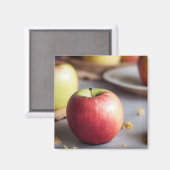 Verse rode appels op tafel, pasteitkruiden magneet (Voorkant / Achterkant)